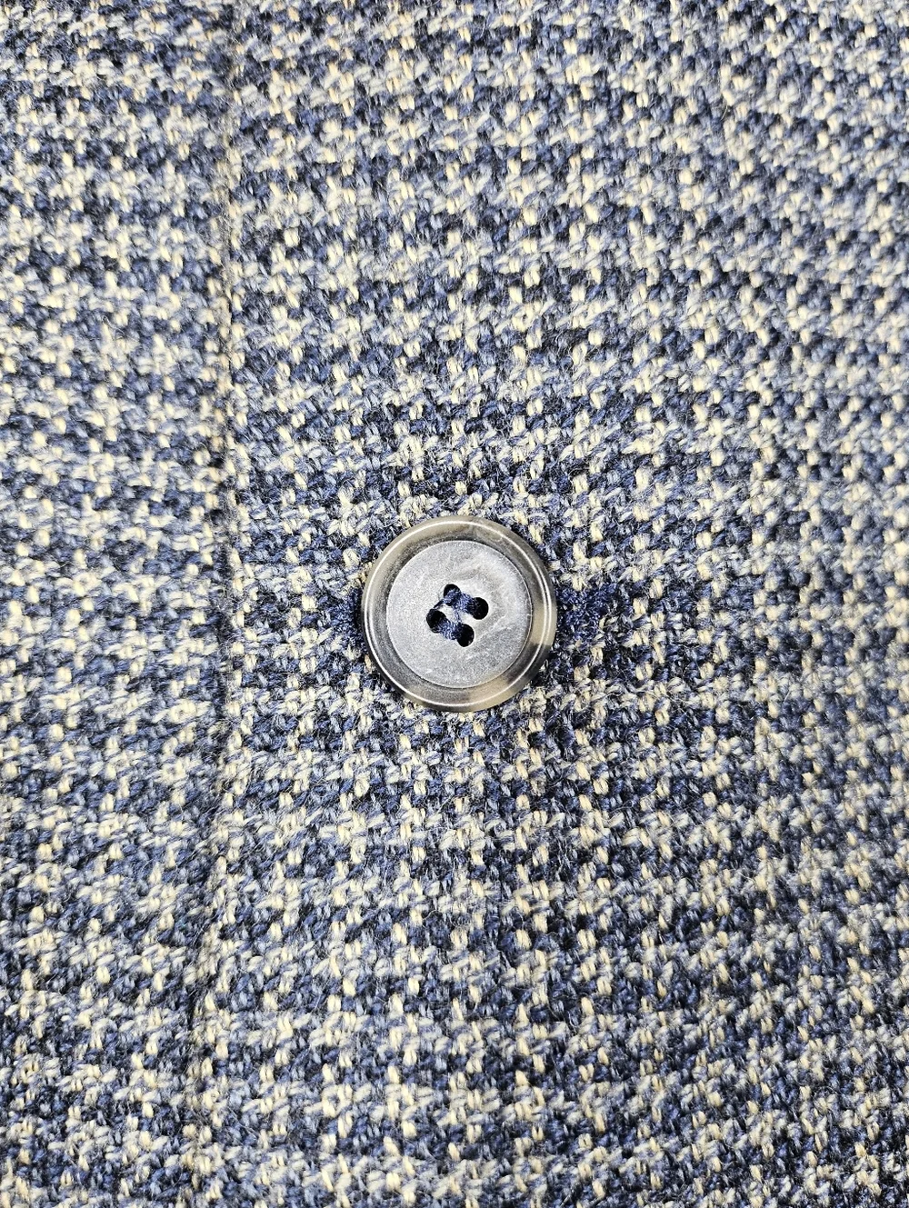 Vintage J Riggings 100% Wool Tweed Blue Tan Houndstooth Sport Coat Blazer 42R